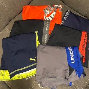 Under Armour Kids and Nike Black, Blue and Orange Active Shorts